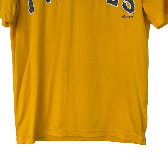 Majestic Pittsburgh Pirates Tshirt Mens Small Yellow MLB Baseball #10 - Picture 4 of 8